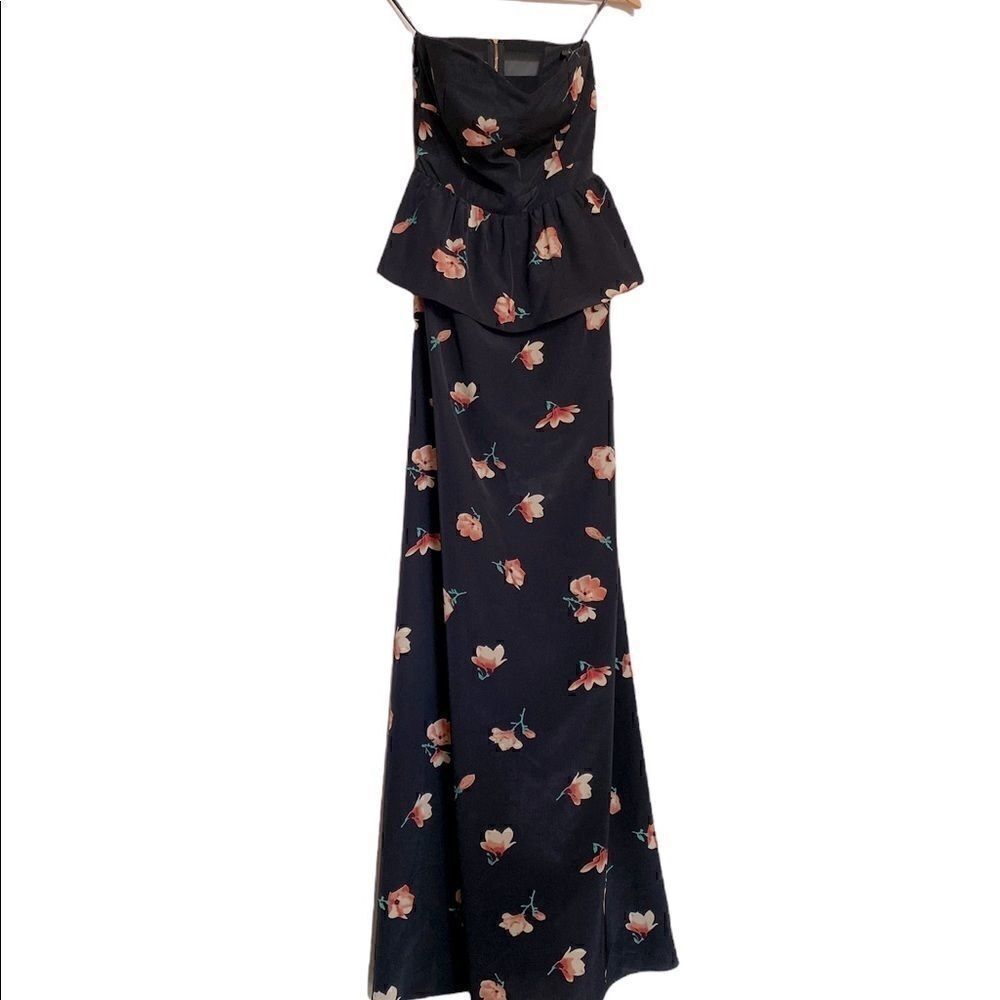 NWT MM Couture Floral Strapless Maxi Dress Small